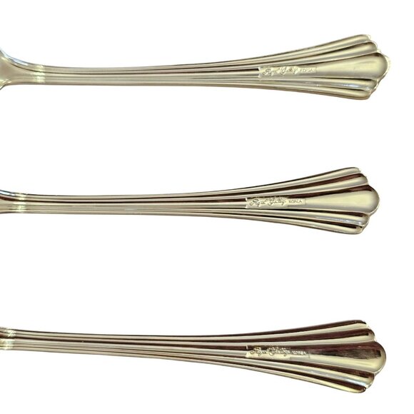 3 Royal Gallery Gold Ribbed Soup Spoons 8.25" ridges fan fancy elegant romance - Picture 6 of 8